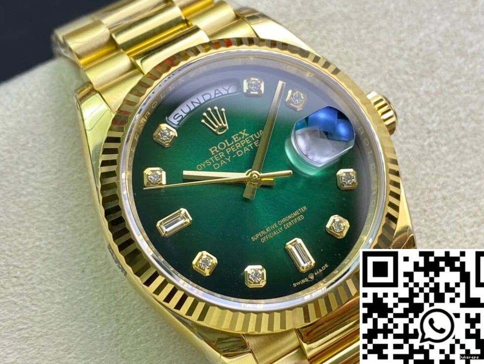 Yellow 1009 Contemporary EW M128238-0069 Factory Rolex Gradual Green Gold Day-Date Dial 0722